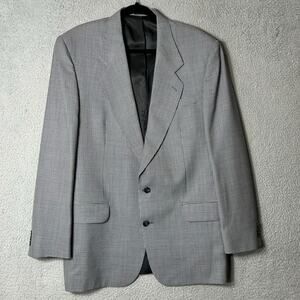 Oscar De La Renta Blazer Mens 43L‎ Black Plaid Traveler Worsted Notch Lapel